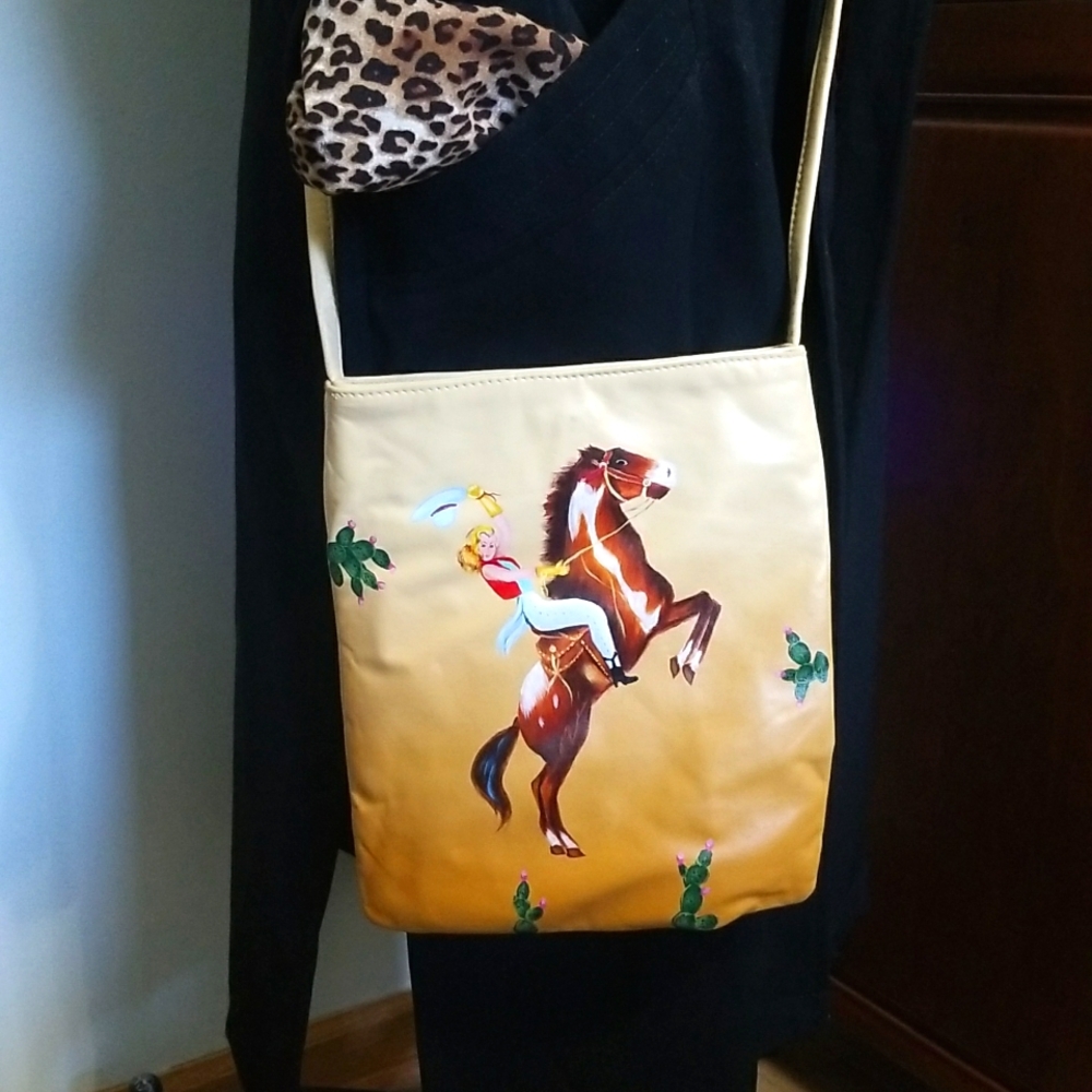 NWT Rearing horse with cowgirl crossbody bag purse